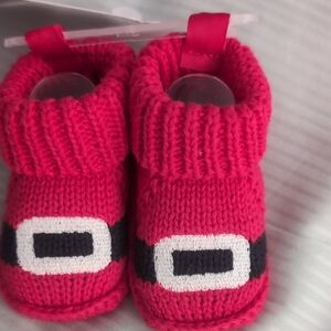 Carter's Red Santa Belt Knit Slippers